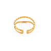 Ion Plating(IP) 304 Stainless Steel Double Line Open Cuff Ring for Women RJEW-S405-211G-2