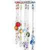 Glass & Stainless Steel Round & Teardrop & Octagonal Beads Hanging Suncatchers HJEW-JM04536-4
