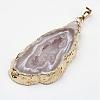 Natural Geode Agate Pendants G-G950-02G-3