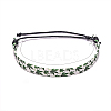 Printed Maple Leaf Pattern Cloth & Waxed Cord Braided Bracelets for Men Women FS-WG27F11-01-3