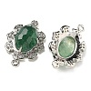 Natural Green Strawberry Quartz Faceted Oval Connector Charms G-G181-06P-02-2