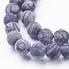 Natural Black Silk Stone/Netstone Beads Strands G-F520-57-10mm-3