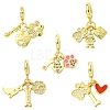 5Pcs 5 Styles Brass Micro Pave Clear Cubic Zirconia European Dangle Charms FIND-CJ0005-20-1