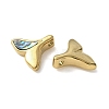 Fishtail Shape 304 Stainless Steel Natural Paua Shell/White Shell Charms Ion Plating(IP) STAS-U037-07G-01-2
