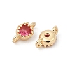 Brass Cubic Zirconia Flat Round Connector Charms KK-H204-02KCG-05-2
