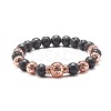 Electroplated Natural Lava Rock Round Beads Essential Oil Anxiety Aromatherapy Bracelets BJEW-JB06923-3
