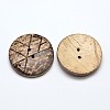2 Holes Flat Round Coconut Sewing Buttons X-BUTT-O008-05-2