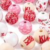 120Pcs 6 Style Painted Natural Wood European Beads WOOD-LS0001-38-3