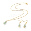 Natural Green Aventurine Pendant Necklace & Dangle Earrings Jewelry Sets SJEW-JS01060-04-1
