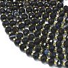 Natural Dyed & Heated Banded Black Agate Beads Strands G-K389-E51-01-3