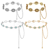 4Pcs 4 Styles Zinc Alloy with Resin Synthetic Turquoise Oval Link Waist Belly Chains AJEW-PH0009-01-1