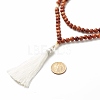 Natural Wood & Pearl Beads Mala Prayer Necklace NJEW-JN03756-5