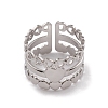 Non-Tarnish 304 Stainless Steel Heart Wrap Open Cuff Rings for Women RJEW-G285-53P-2