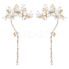 2Pcs 2 Styles Flower Crystal Rhinestone & Plastic Pearl Cuff Earrings EJEW-FH0001-13G-1