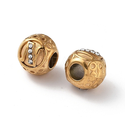 Ion Plating(IP) 304 Stainless Steel Rhinestone European Beads STAS-A092-10N-G-1