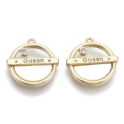 Brass Micro Pave Cubic Clear Zirconia Pendants KK-N232-87-NF-1