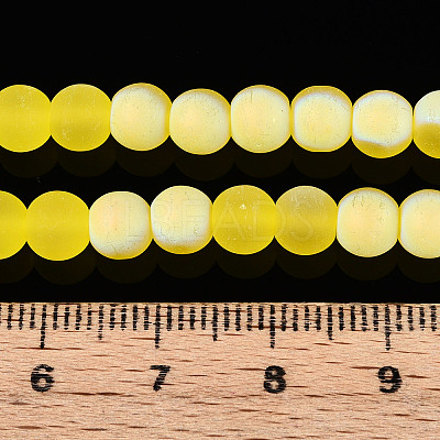 Frosted Transparent Glass Beads Strands GLAA-T032-T6mm-MBB12-1