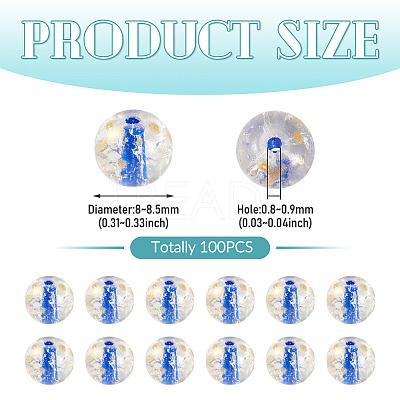 100Pcs Crackle Transparent Glass Beads GLAA-TADJ0001-12D-1