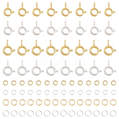20Pcs 2 Styles Brass Spring Ring Clasps KK-YW0004-53-1