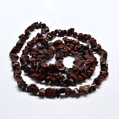 Chip Natural Mahogany Obsidian Beads Strands LS-G-N0134-25-1