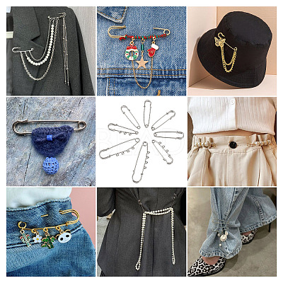 6 Styles 304 Stainless Steel Safety Pins Brooch Findings STAS-TA0006-12P-1