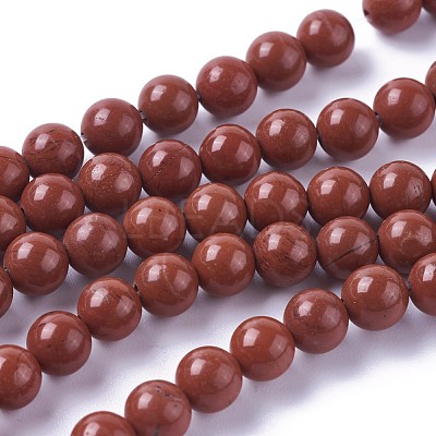 Natural Red Jasper Beads Strands X-G-F348-01-6mm-A-1