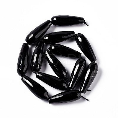 Natural Black Stone Beads Strands G-I328-04-1