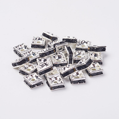 Brass Rhinestone Spacer Beads RB-A013-6x6-02S-1