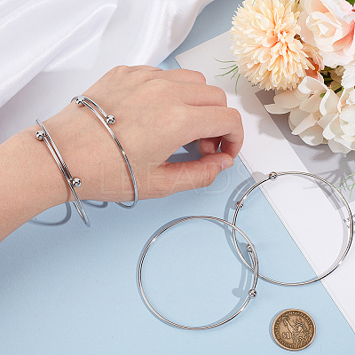 10Pcs Adjustable 304 Stainless Steel Wire Cuff Bangle Making MAK-BBC0001-15-1