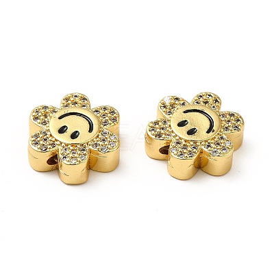 Rack Plating Brass Cubic Zirconia Beads KK-M232-01G-1