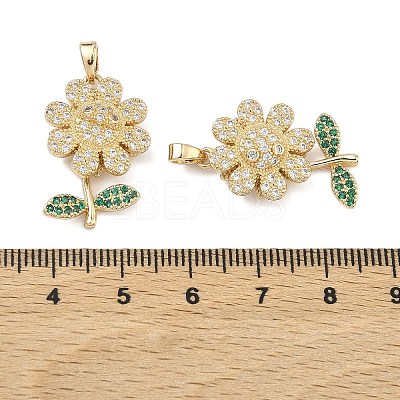 Brass Micro Pave Cubic Zirconia Rotatable Pendants KK-A287-11E-G-1