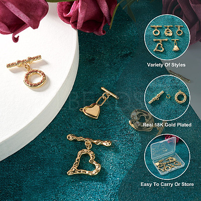 10 Sets 5 Styles Brass Toggle Clasps KK-PJ0001-25-1