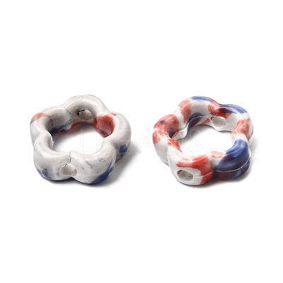 Flower Hollow Glazed Porcelain Bead Frame PORC-A034-09G-1