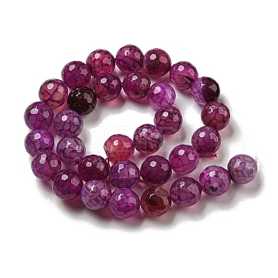 Faceted Natural Dragon Veins Agate Beads Strands G-F447-12mm-L02-1