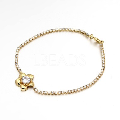 Golden Plated Brass Cubic Zirconia Cup Chain Bracelets BJEW-H0001-04G-1