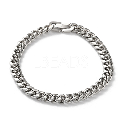 304 Stainless Steel Cuban Link Chain Bracelets for Men BJEW-Z081-01P-02-1