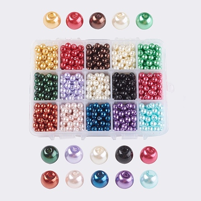 15 Color Glass Pearl Beads HY-X0008-6mm-1