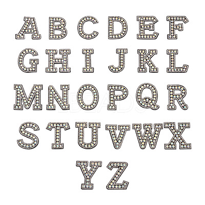 Alphabet Resin Rhinestone Patches DIY-TAC0005-45B-1