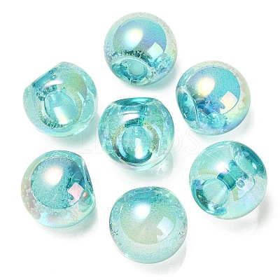 UV Plating Rainbow Iridescent Acrylic Beads X-OACR-G012-06-1