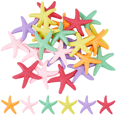 30Pcs 6 Colors Opaque Resin Cabochons AJEW-GF0013-81-1