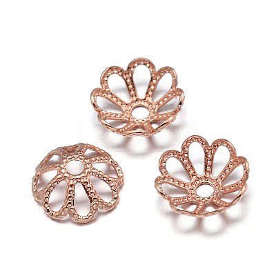 Multi-Petal Flower Brass Fancy Bead Caps KK-F0317-02RG-NR-1