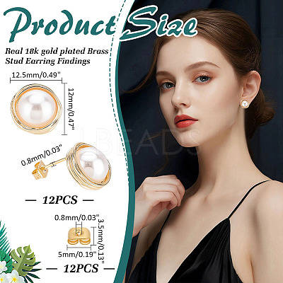 12Pcs Brass Stud Earring Findings KK-ME0002-63-1
