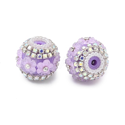 Bling Resin Rhinestone Flower Beads OACR-D310-01P-G-1
