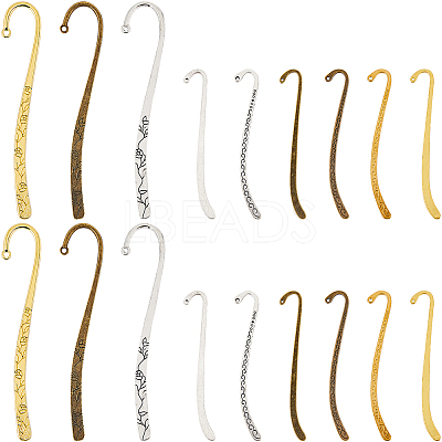 18Pcs 9 Style Tibetan Style Alloy Bookmarks Findings with Hole AJEW-SC0002-57-1