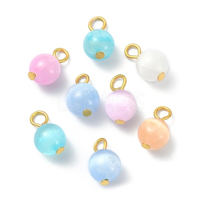 Natural Selenite Dyed Round Charms PALLOY-JF02119-1