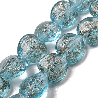 Handmade Gold Sand Lampwork Beads Strands LAMP-L079-04A-1
