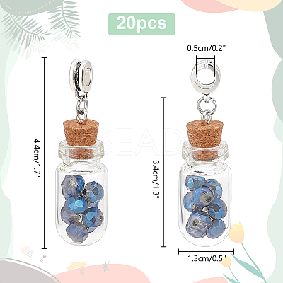 20Pcs Large Hole Alloy Glass Bottles European Dangle Charms FIND-PH0020-42-1