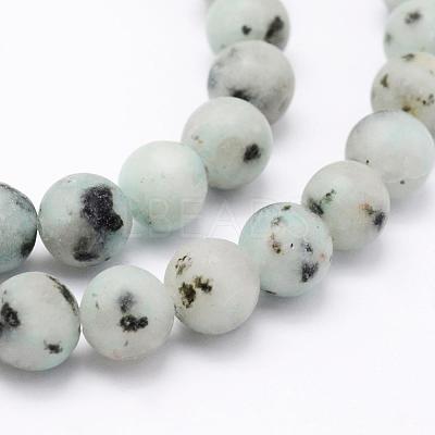 Natural Sesame Jasper/Kiwi Jasper Beads Strands G-F518-18-8mm-1