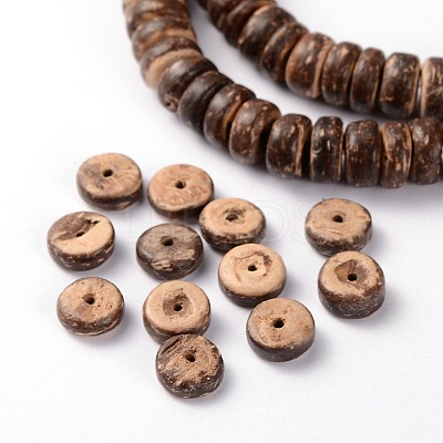 Natural Coconut Shell Rondelle Bead Strands X-COCB-O001-02-1