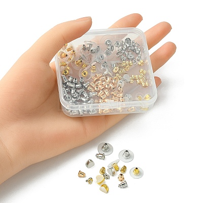 142Pcs 8 Style Brass & Silicone Earring Nuts KK-YW0001-44-1